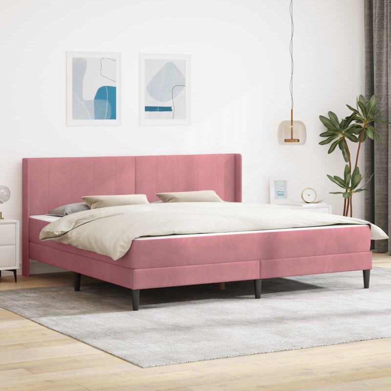 vidaXL Σκελετός κρεβατιού με στρώμα Ροζ 180 x 200 cm Βελούδο