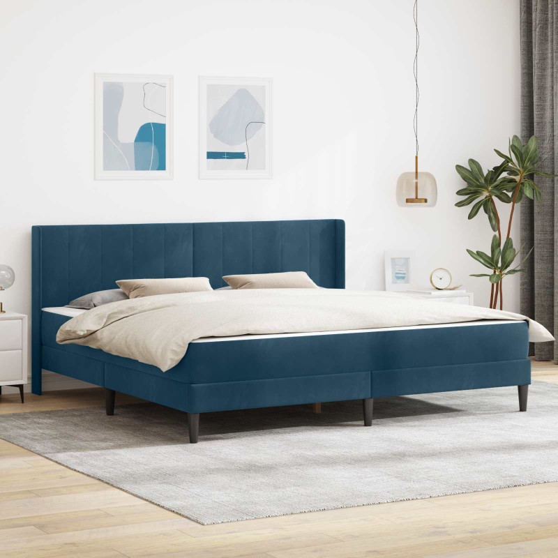 vidaXL Σκελετός κρεβατιού με στρώμα Μπλε 180 x 200 cm Βελούδο