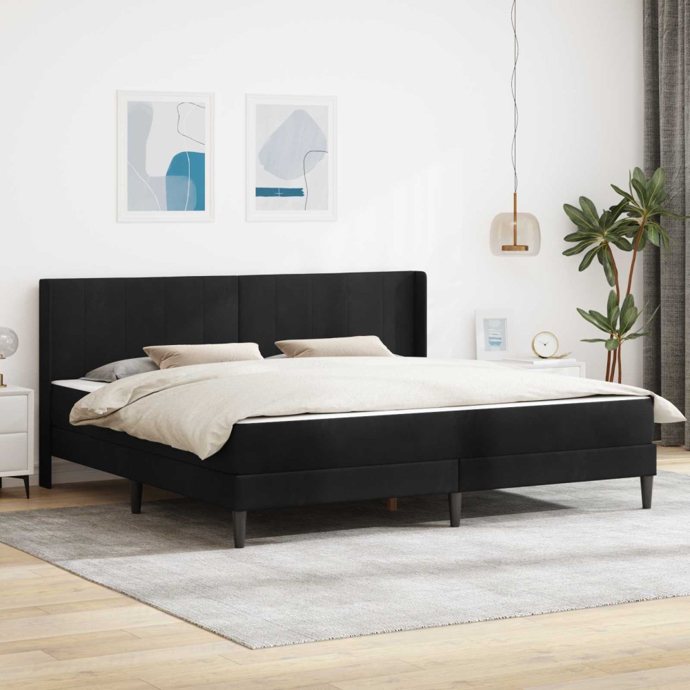 vidaXL Σκελετός κρεβατιού με στρώμα Μαύρο 200 x 200 cm Βελούδο