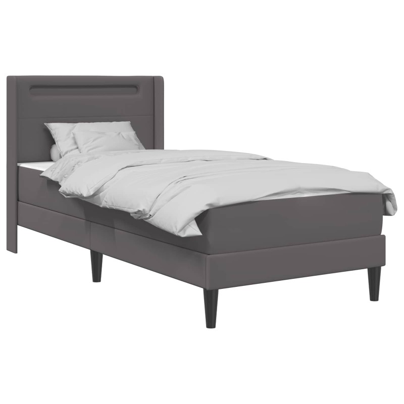 vidaXL Σκελετός κρεβατιού με στρώμα Γκρι 90 x 190 cm Τεχνητό Δέρμα