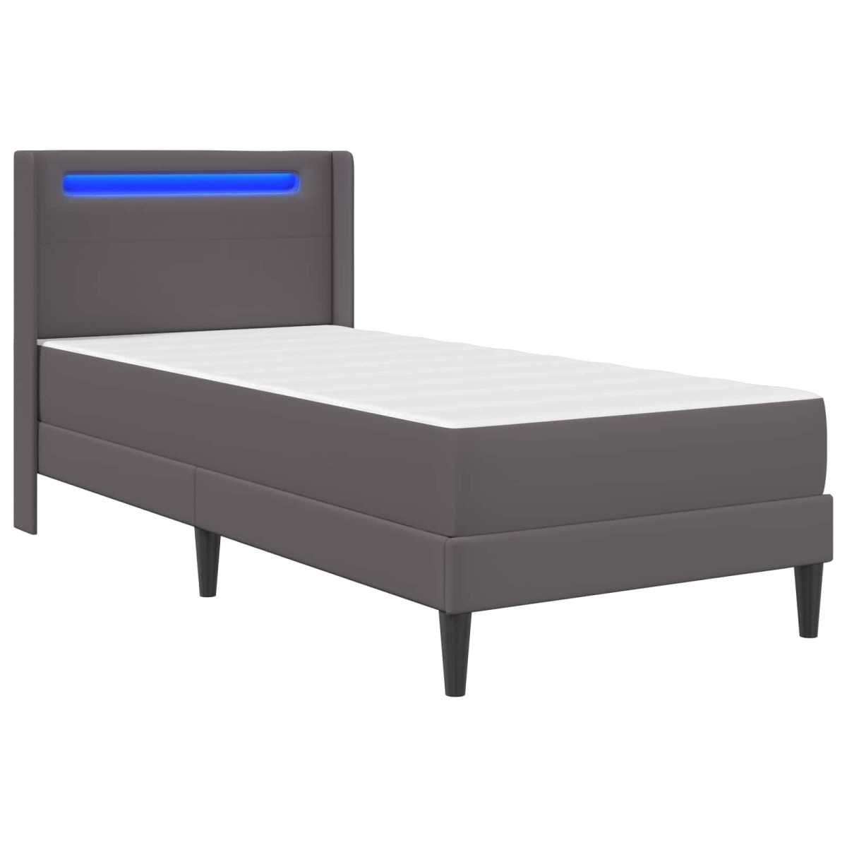 vidaXL Σκελετός κρεβατιού με στρώμα Γκρι 90 x 190 cm Τεχνητό Δέρμα