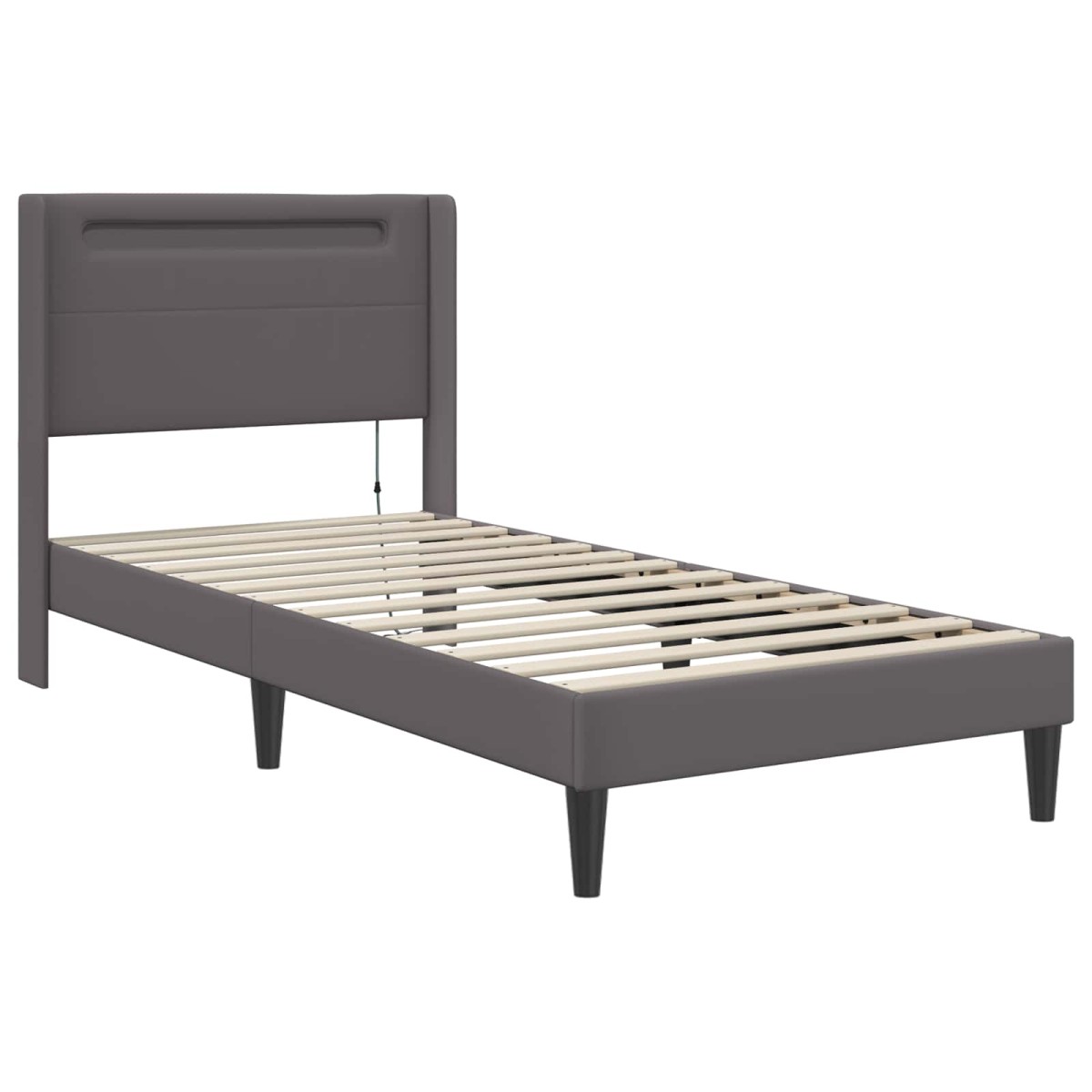 vidaXL Σκελετός κρεβατιού με στρώμα Γκρι 90 x 190 cm Τεχνητό Δέρμα
