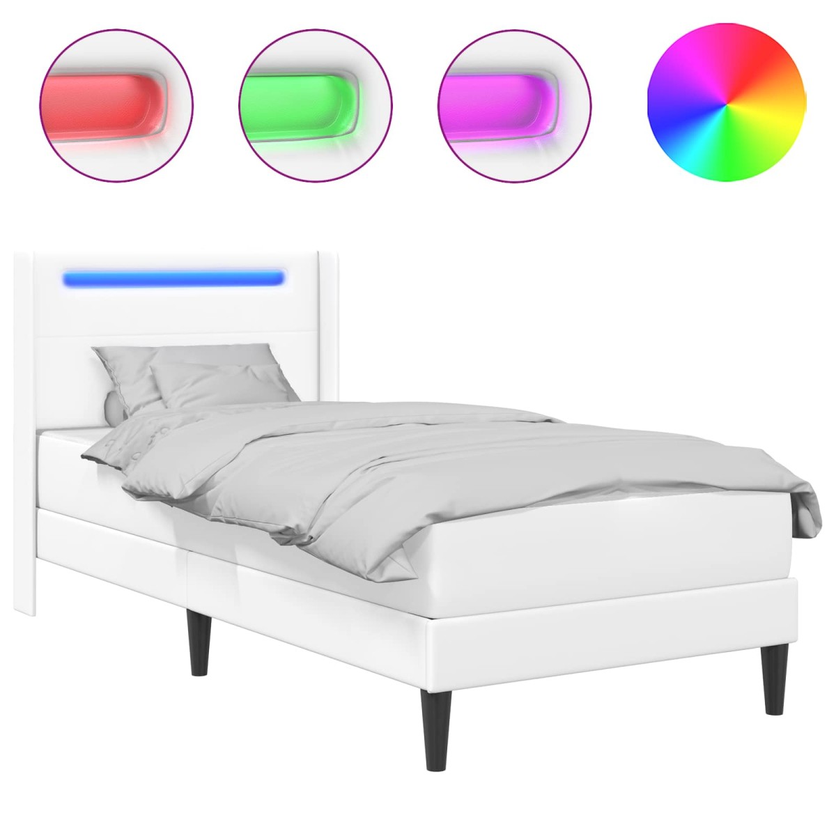 vidaXL Σκελετός κρεβατιού με στρώμα Λευκό 90 x 190 cm Τεχνητό Δέρμα