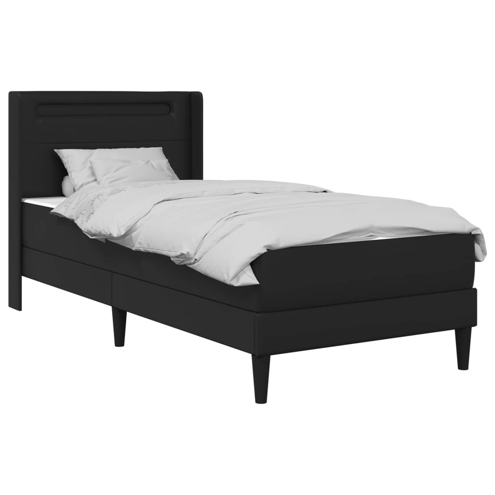 vidaXL Σκελετός κρεβατιού με στρώμα Μαύρο 90 x 200 cm Τεχνητό Δέρμα