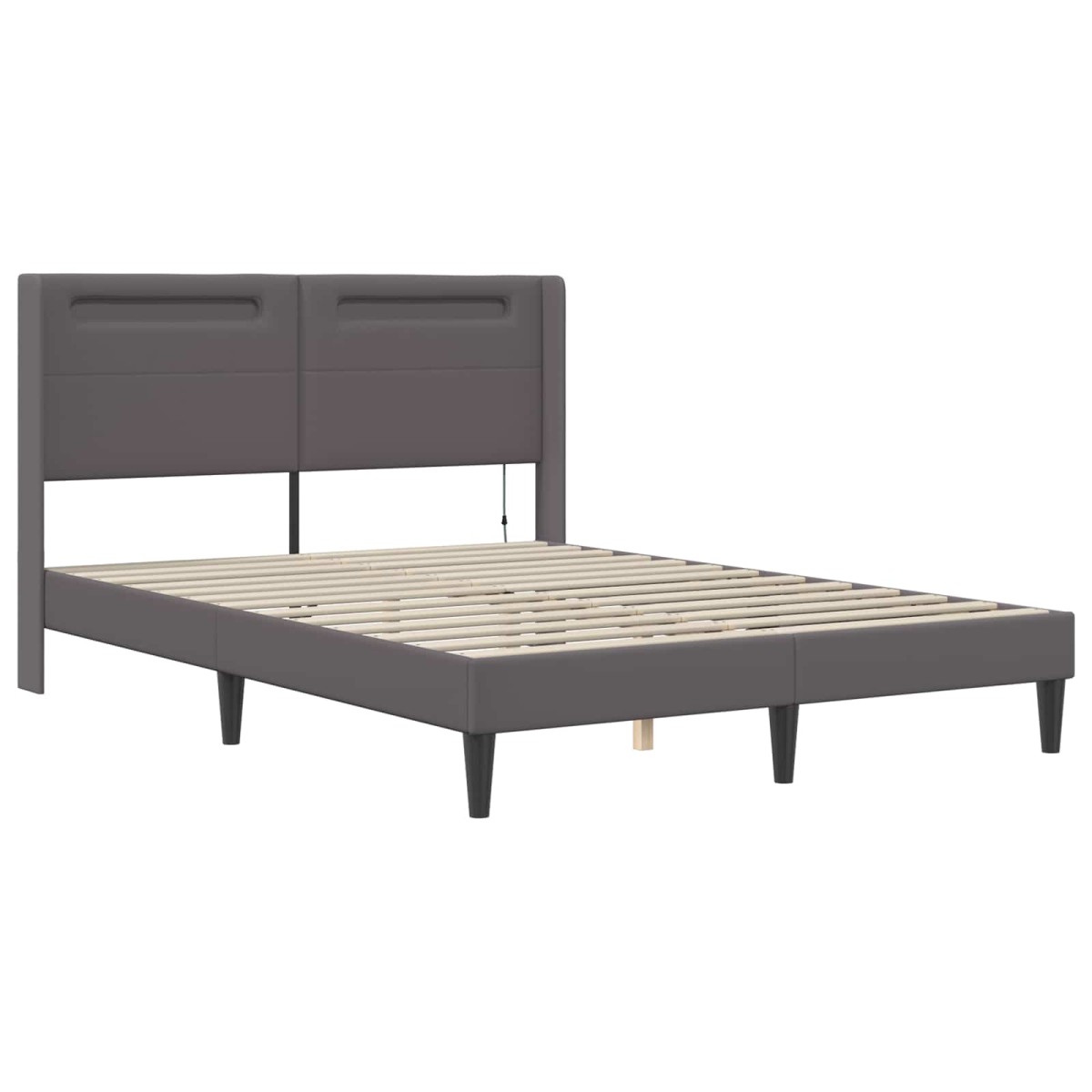 vidaXL Σκελετός κρεβατιού με στρώμα Γκρι 120 x 200 cm Τεχνητό Δέρμα