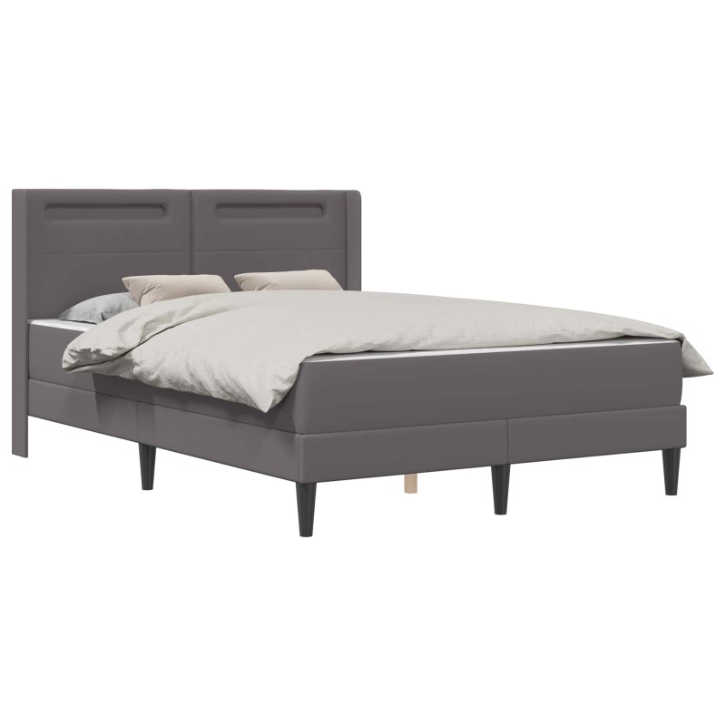 vidaXL Σκελετός κρεβατιού με στρώμα Γκρι 140 x 190 cm Τεχνητό Δέρμα