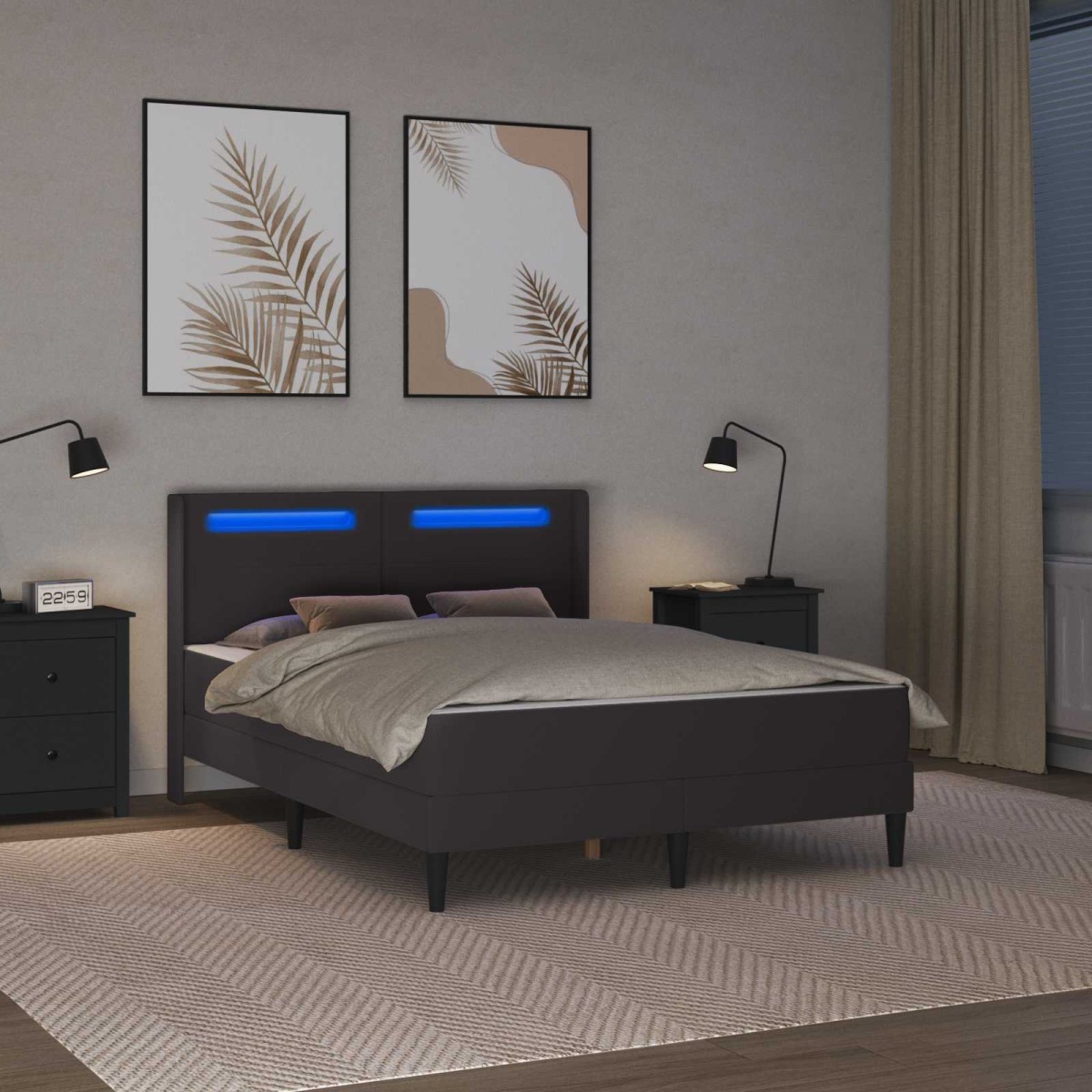 vidaXL Σκελετός κρεβατιού με στρώμα Γκρι 140 x 190 cm Τεχνητό Δέρμα