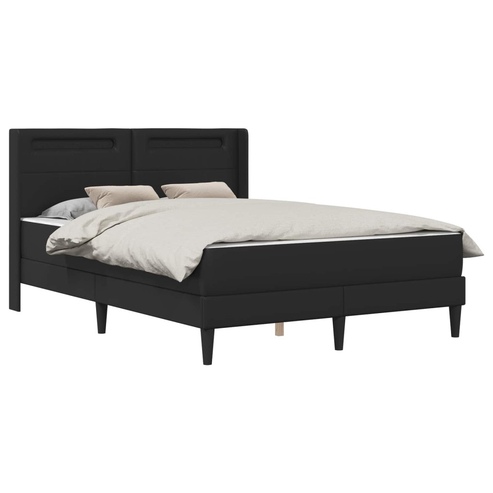 vidaXL Σκελετός κρεβατιού με στρώμα Μαύρο 140 x 190 cm Τεχνητό Δέρμα