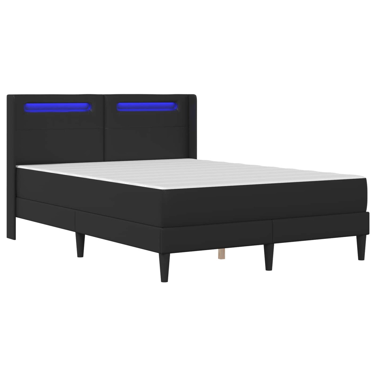 vidaXL Σκελετός κρεβατιού με στρώμα Μαύρο 140 x 190 cm Τεχνητό Δέρμα