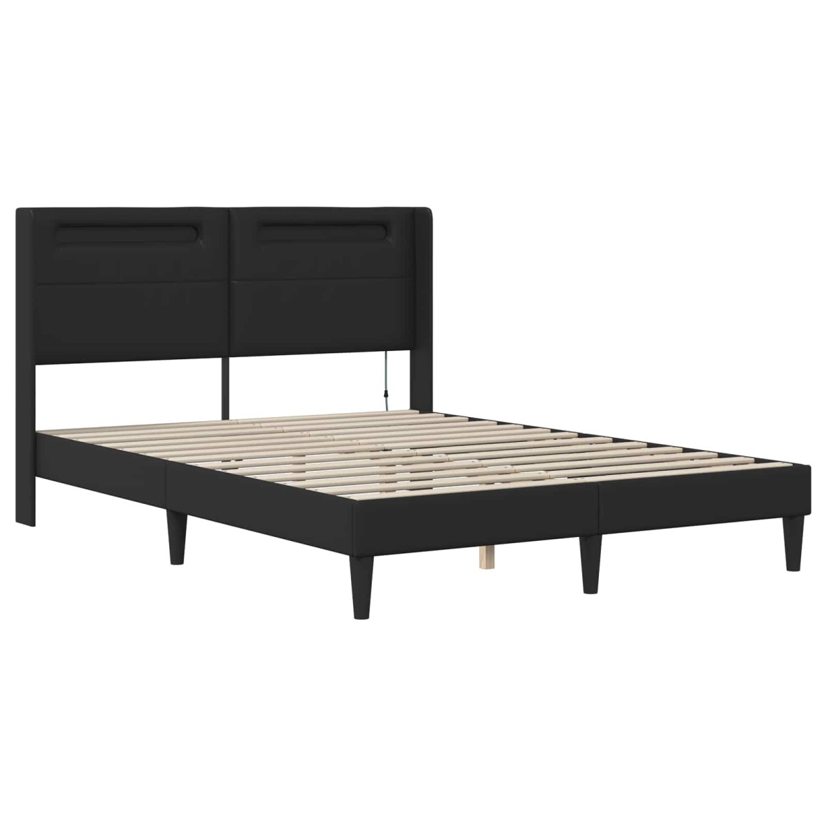 vidaXL Σκελετός κρεβατιού με στρώμα Μαύρο 140 x 190 cm Τεχνητό Δέρμα
