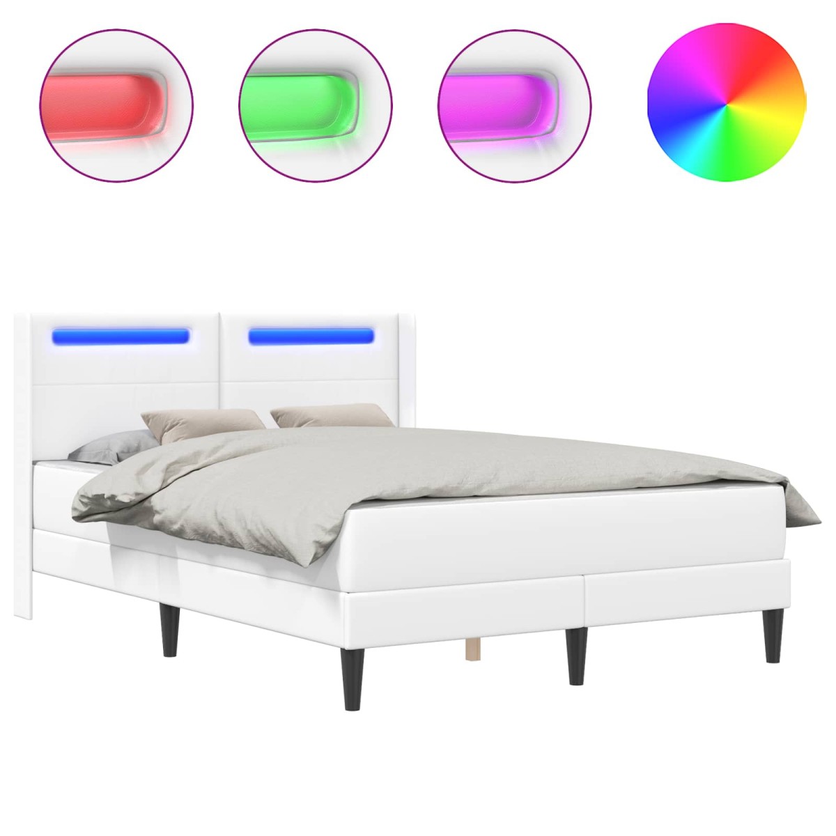 vidaXL Σκελετός κρεβατιού με στρώμα Λευκό 140 x 190 cm Τεχνητό Δέρμα