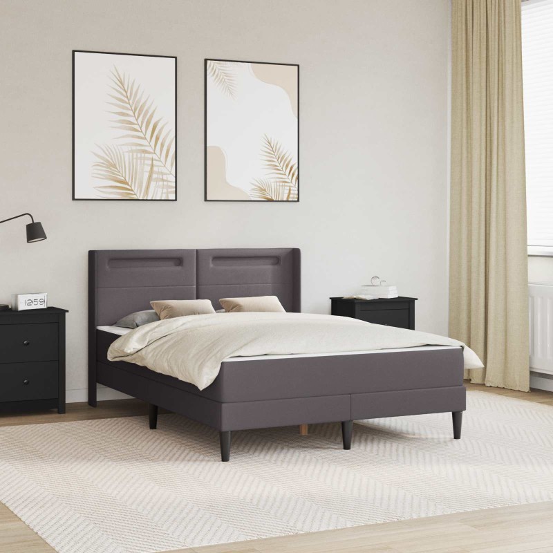vidaXL Σκελετός κρεβατιού με στρώμα Γκρι 160 x 200 cm Τεχνητό Δέρμα