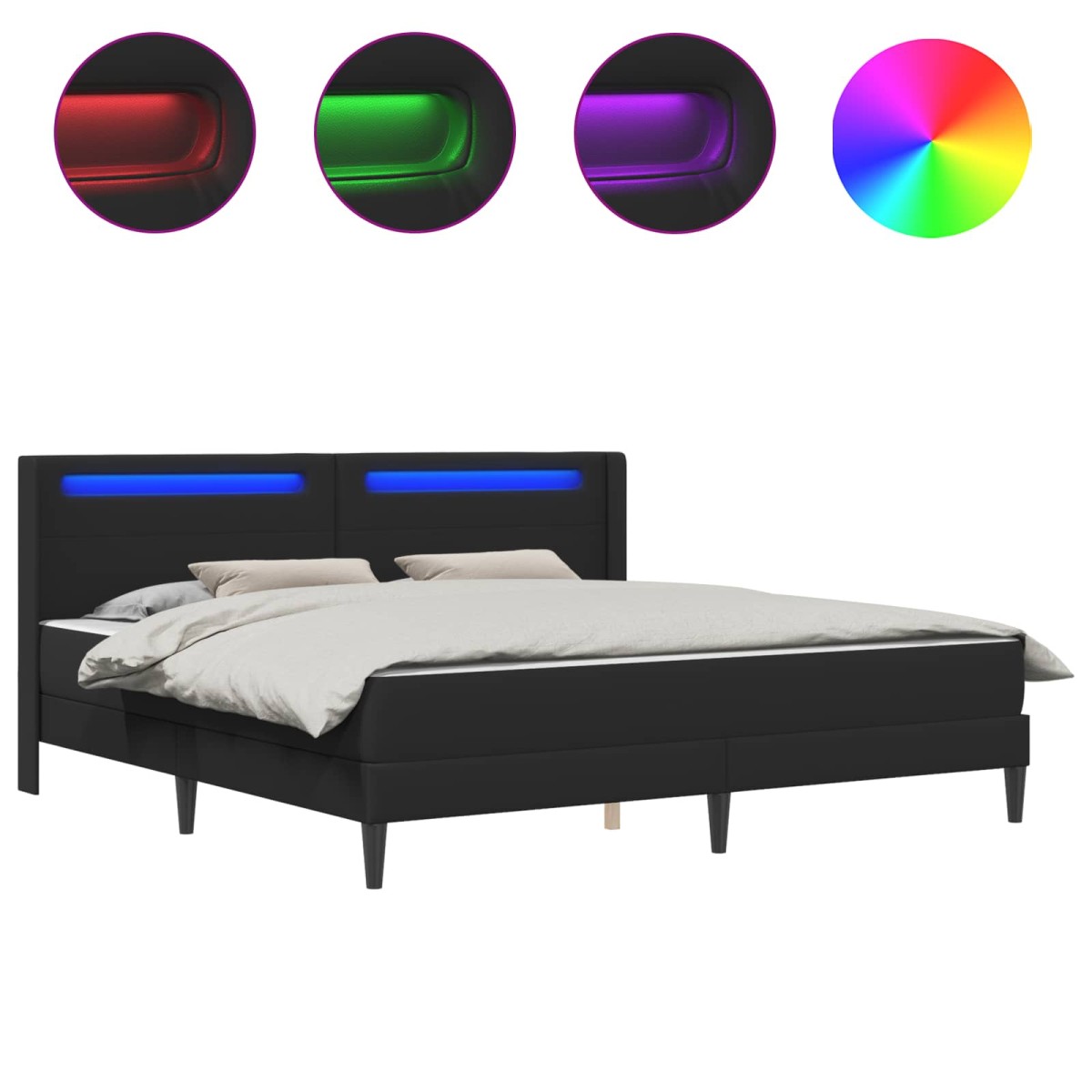 vidaXL Σκελετός κρεβατιού με στρώμα Μαύρο 180 x 200 cm Τεχνητό Δέρμα