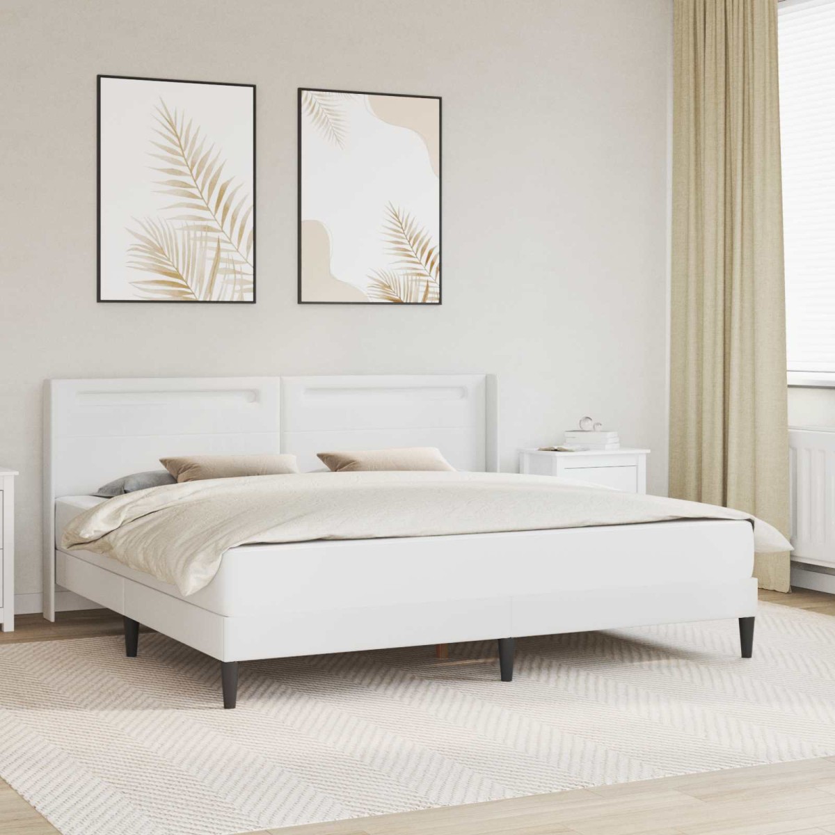 vidaXL Σκελετός κρεβατιού με στρώμα Λευκό 180 x 200 cm Τεχνητό Δέρμα