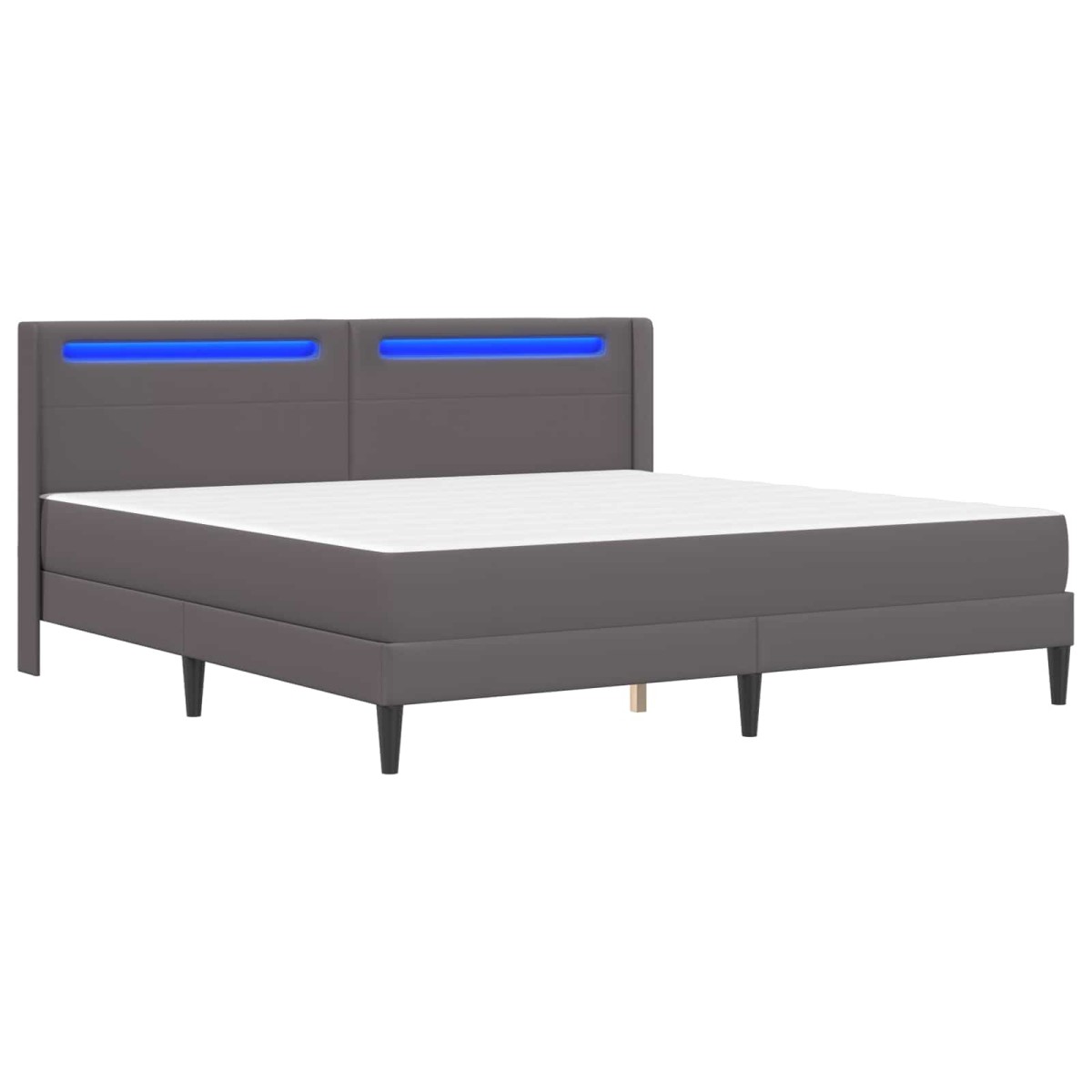 vidaXL Σκελετός κρεβατιού με στρώμα Γκρι 200 x 200 cm Τεχνητό Δέρμα