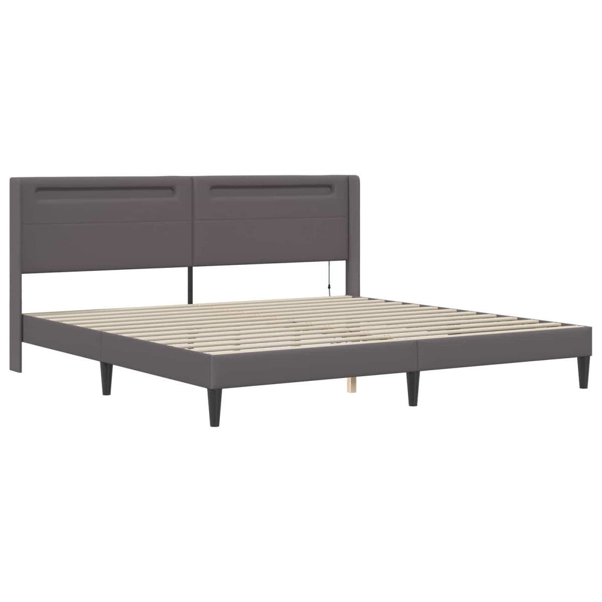 vidaXL Σκελετός κρεβατιού με στρώμα Γκρι 200 x 200 cm Τεχνητό Δέρμα