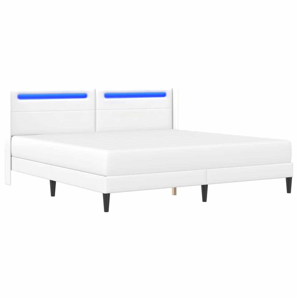 vidaXL Σκελετός κρεβατιού με στρώμα Λευκό 200 x 200 cm Τεχνητό Δέρμα