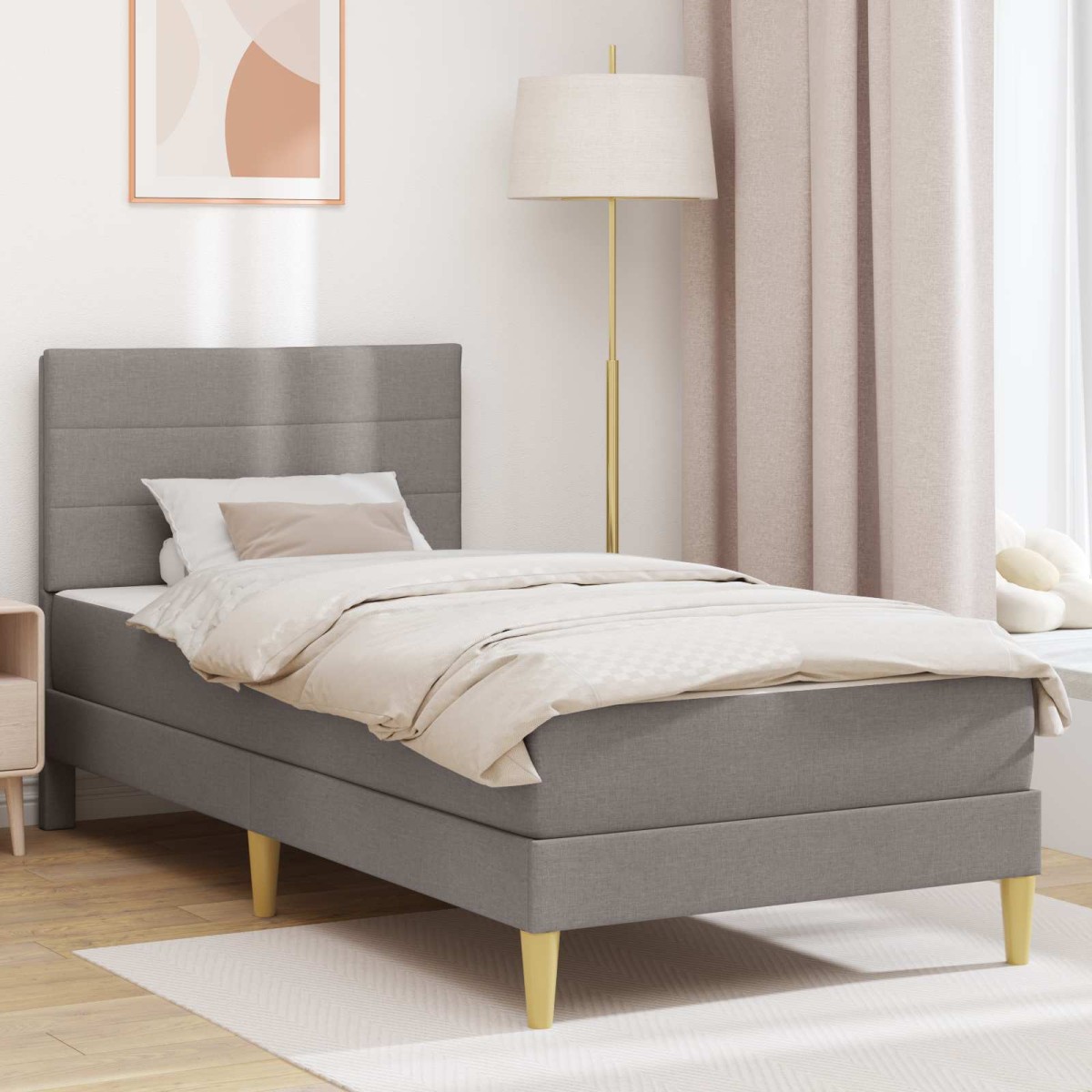 vidaXL Σκελετός Κρεβατιού Taupe 100 x 200 cm Πολυεστέρας