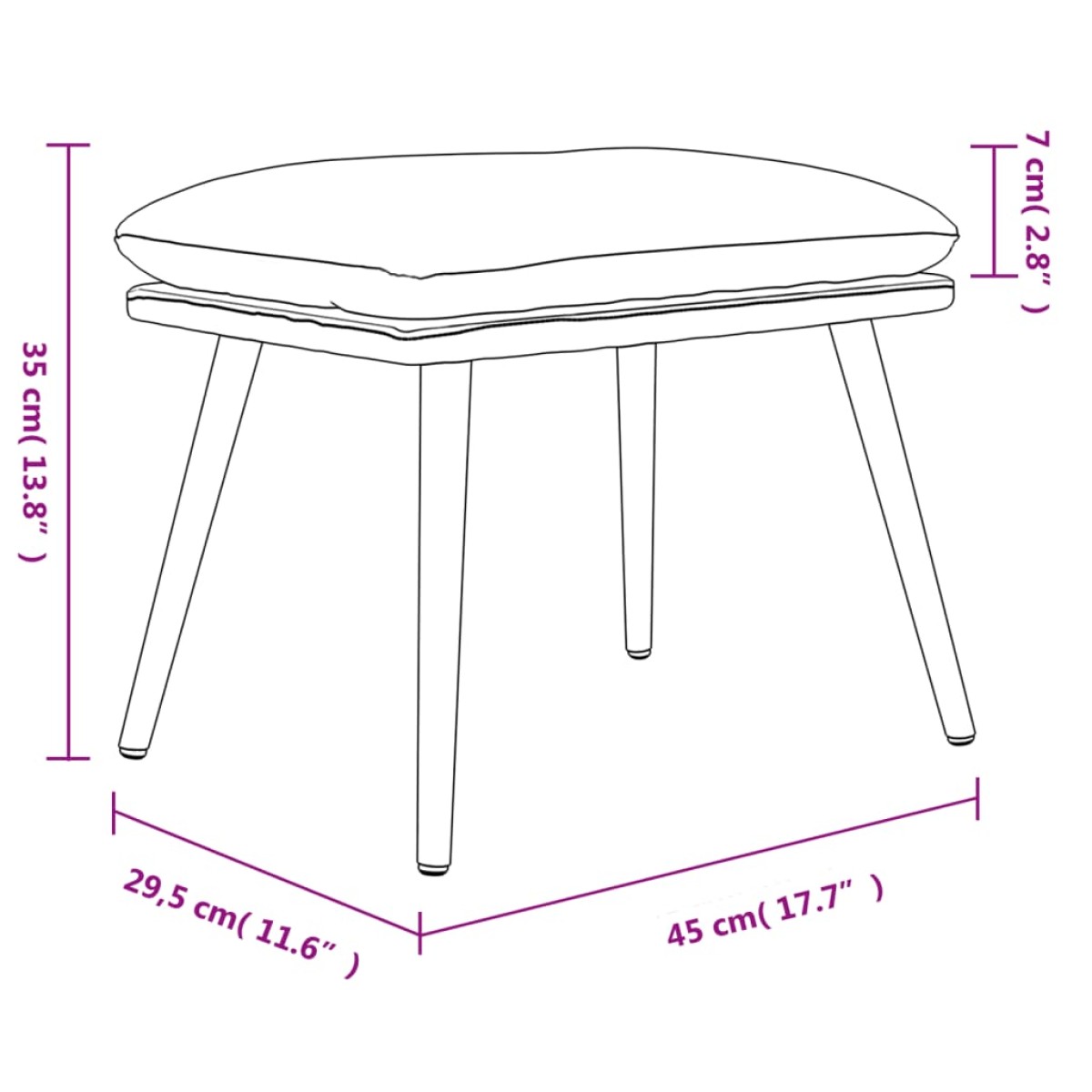 vidaXL Υποπόδιο Κρεμ 45x29,5x35 εκ. Υφασμάτινο