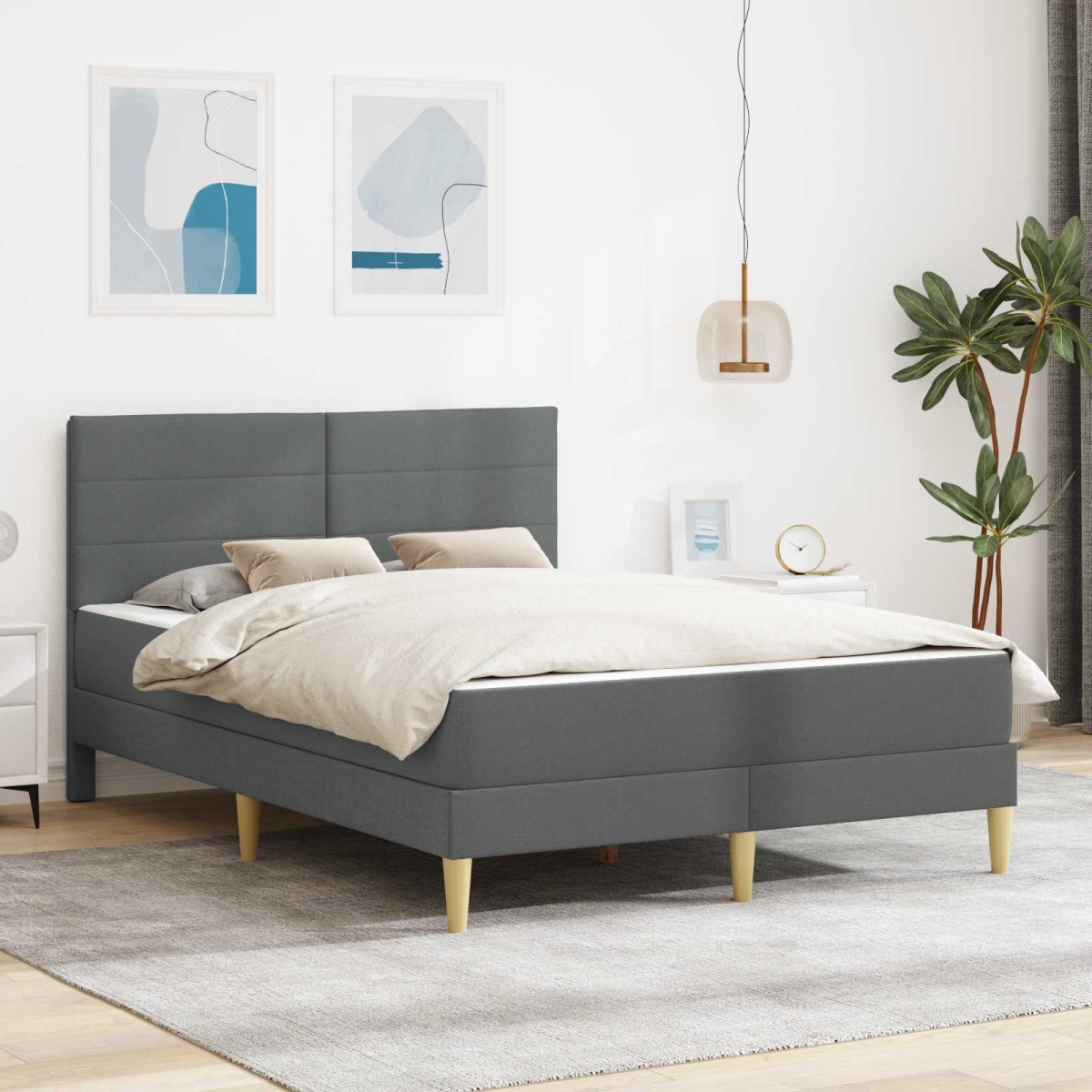 vidaXL Σκελετός Κρεβατιού Σκούρο Γκρι 140 x 190 cm Πολυεστέρας