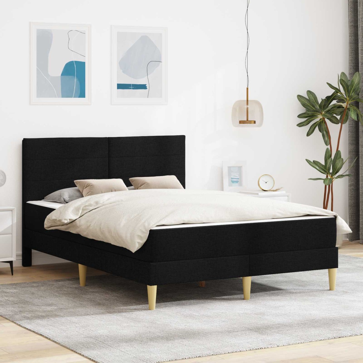 vidaXL Σκελετός Κρεβατιού Μαύρο 160 x 200 cm Πολυεστέρας