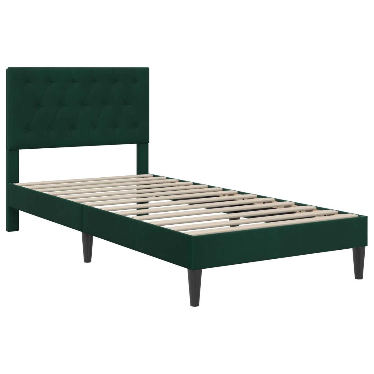 vidaXL Σκελετός κρεβατιού με στρώμα Σκούρο Πράσινο 90 x 190 cm Βελούδο