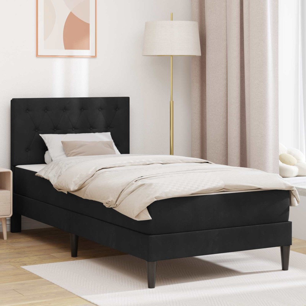 vidaXL Σκελετός κρεβατιού με στρώμα Μαύρο 90 x 200 cm Βελούδο