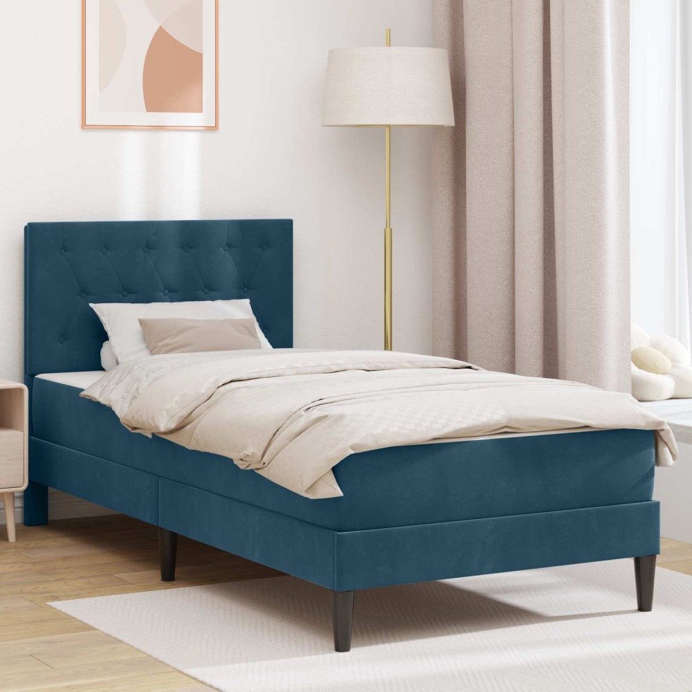 vidaXL Σκελετός κρεβατιού με στρώμα Μπλε 100 x 200 cm Βελούδο