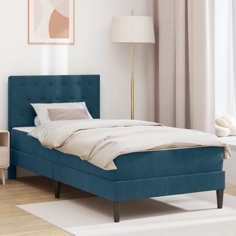 vidaXL Σκελετός κρεβατιού με στρώμα Μπλε 100 x 200 cm Βελούδο