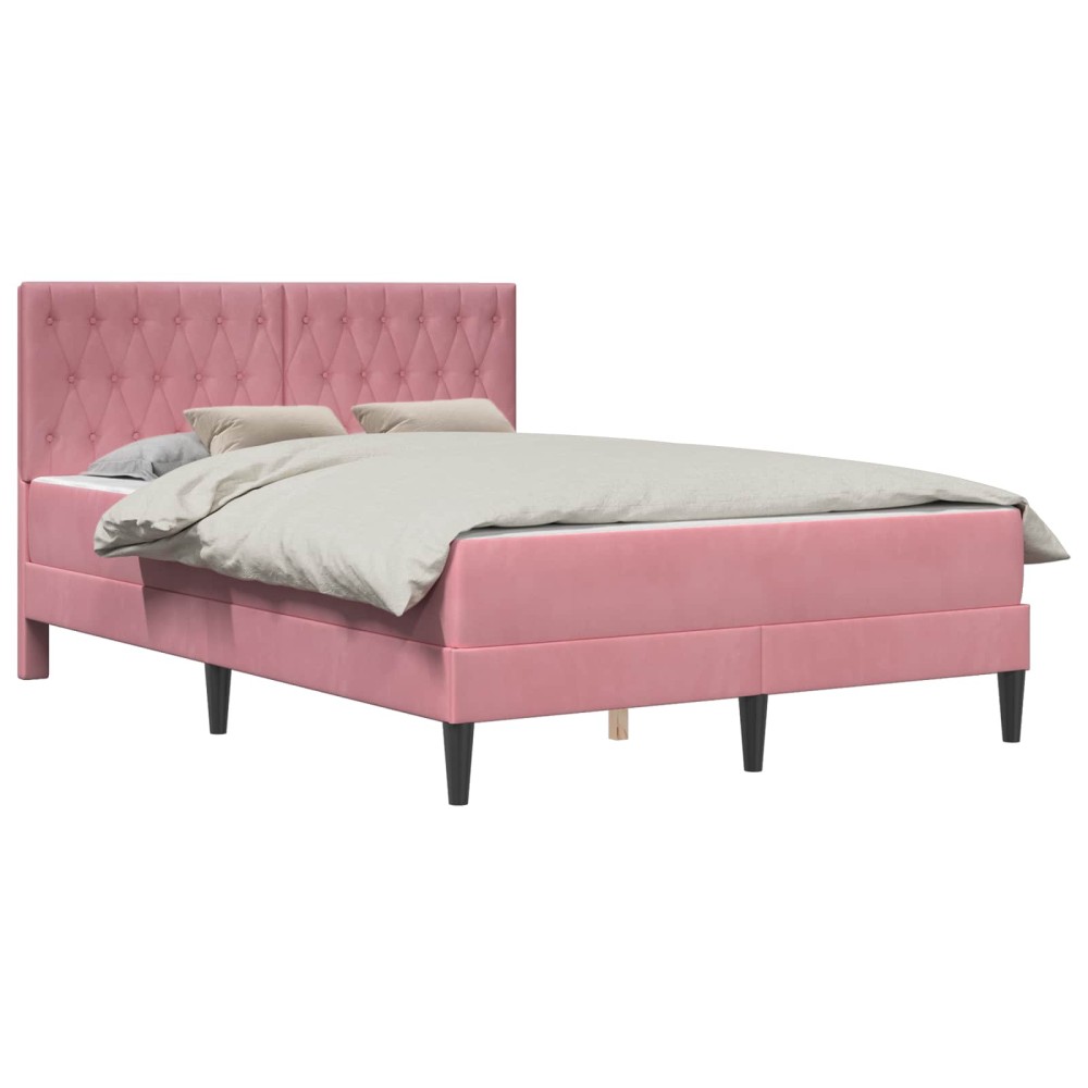 vidaXL Σκελετός κρεβατιού με στρώμα vidaXL Ροζ 120 x 190 cm Βελούδο