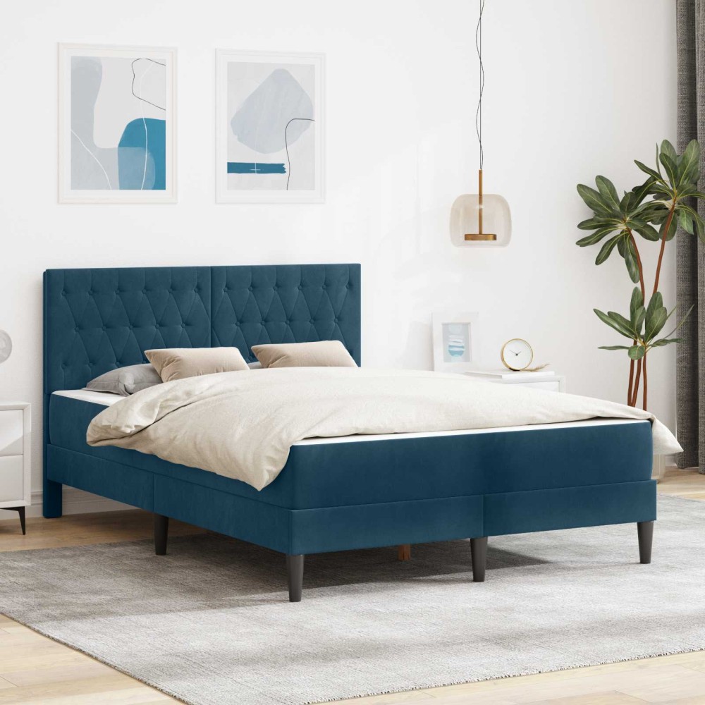 vidaXL Σκελετός κρεβατιού με στρώμα vidaXL Μπλε 120 x 190 cm Βελούδο
