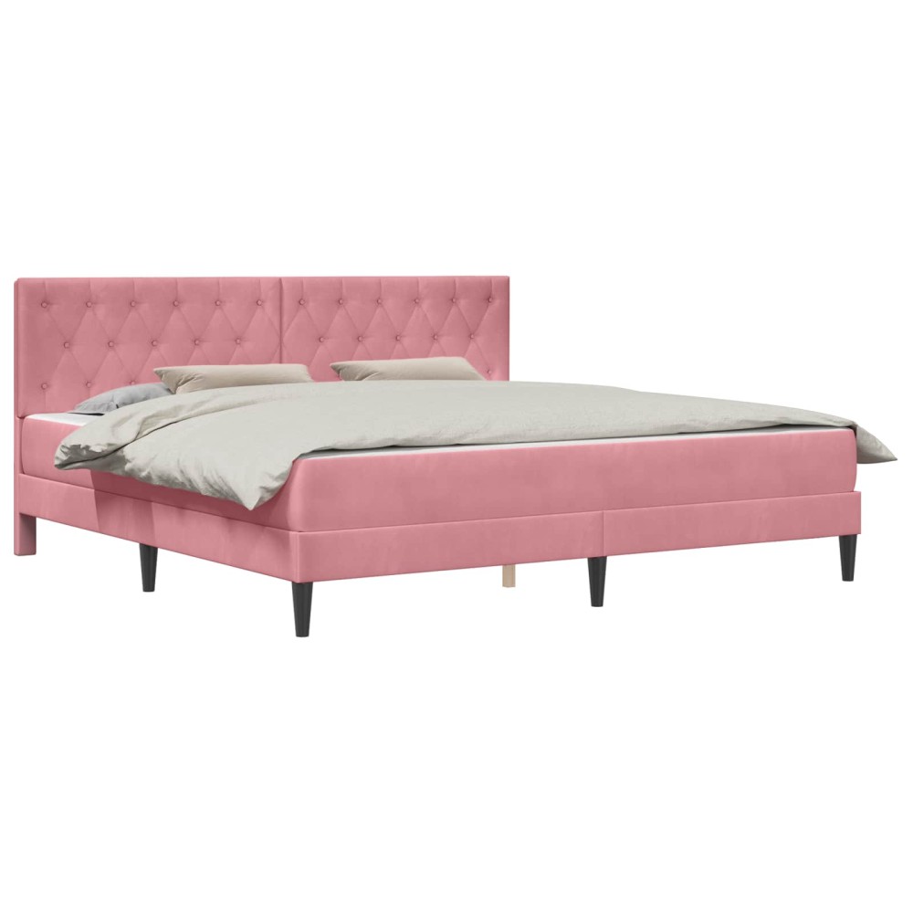 vidaXL Σκελετός κρεβατιού με στρώμα Ροζ 180 x 200 cm Βελούδο