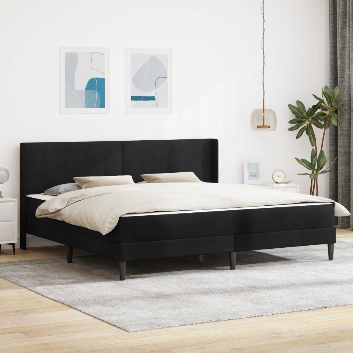 vidaXL Σκελετός κρεβατιού με στρώμα Μαύρο 180 x 200 cm Βελούδο