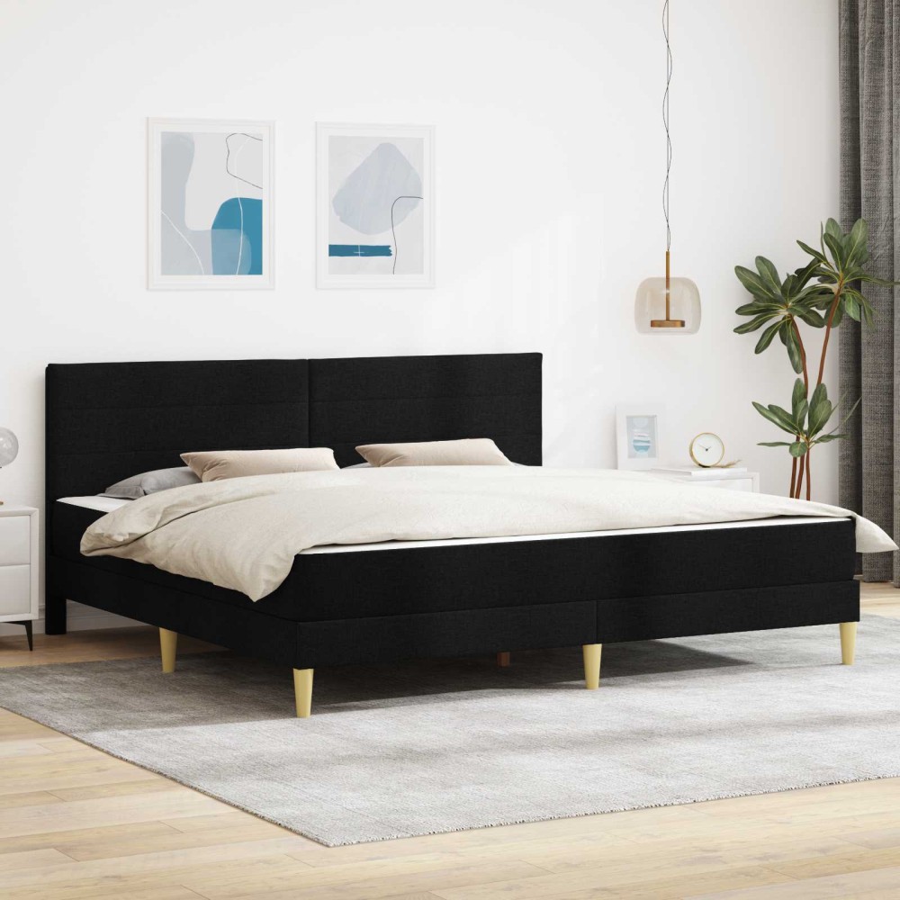 vidaXL Σκελετός κρεβατιού με στρώμα Μαύρο 180 x 200 cm ύφασμα