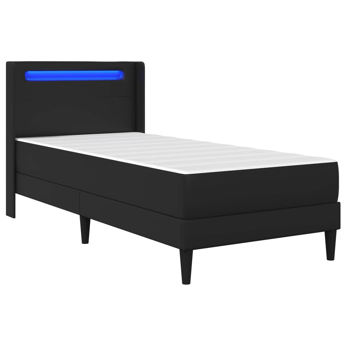 vidaXL Σκελετός κρεβατιού με στρώμα Μαύρο 90 x 190 cm Τεχνητό Δέρμα