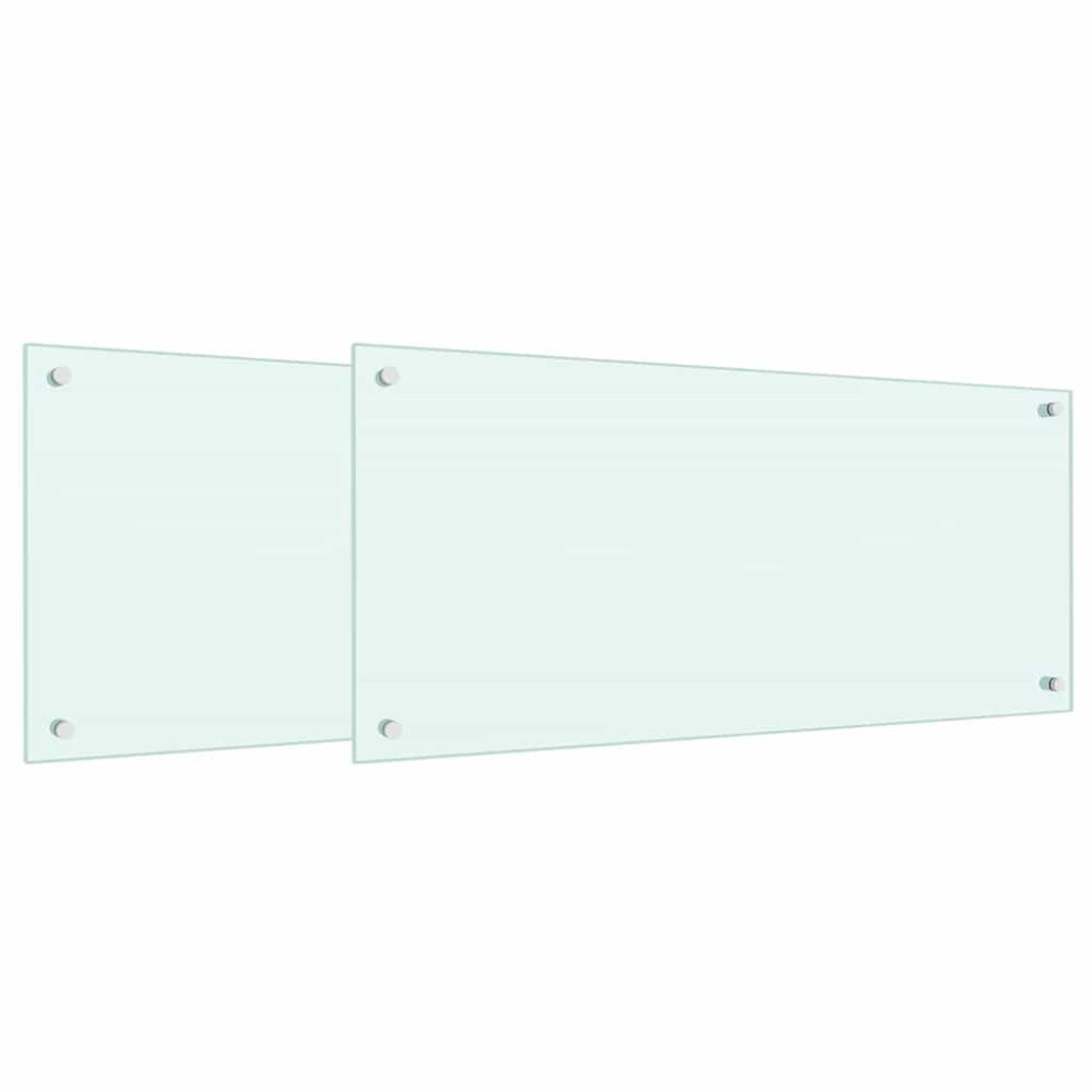 vidaXL Πλάτη κουζίνας 2 τμχ. Λευκό 90 x 40 cm σκληρυμένο γυαλί