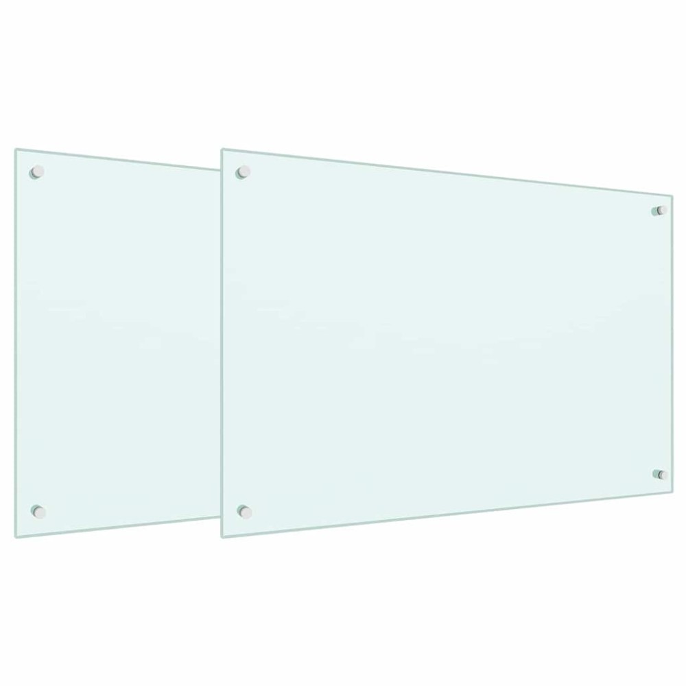 vidaXL Πλάτη κουζίνας 2 τμχ. Λευκό 90 x 60 cm σκληρυμένο γυαλί