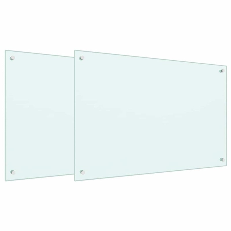vidaXL Πλάτη κουζίνας 2 τμχ. Λευκό 90 x 60 cm σκληρυμένο γυαλί