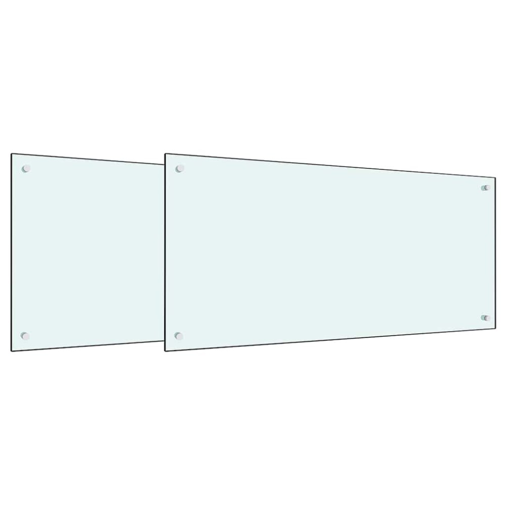 vidaXL Πλάτη κουζίνας 2 τμχ. Λευκό 100 x 50 cm σκληρυμένο γυαλί