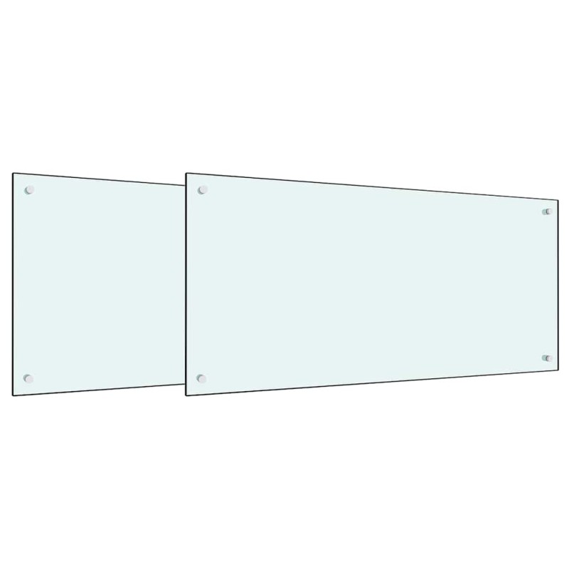 vidaXL Πλάτη κουζίνας 2 τμχ. Λευκό 100 x 50 cm σκληρυμένο γυαλί