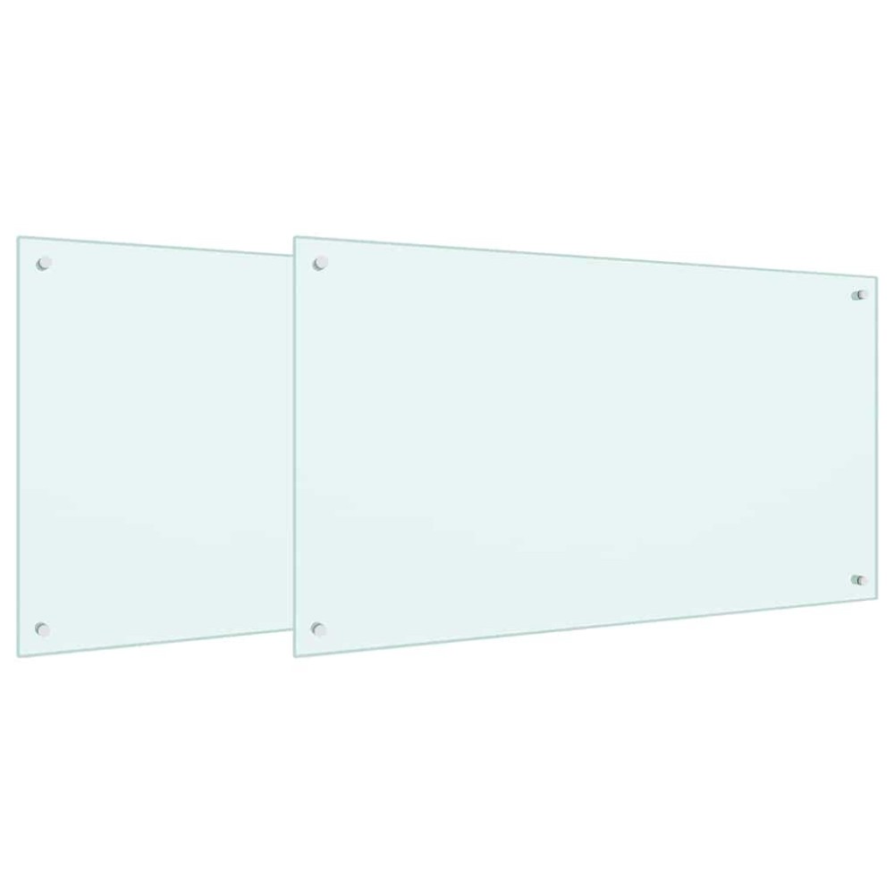 vidaXL Πλάτη κουζίνας 2 τμχ. Λευκό 100 x 60 cm σκληρυμένο γυαλί