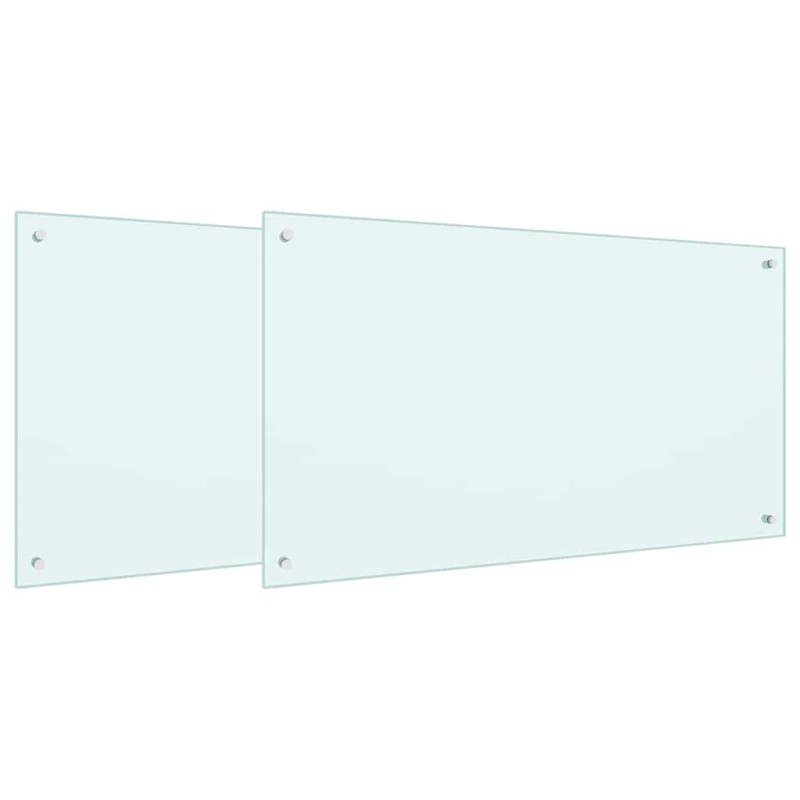 vidaXL Πλάτη κουζίνας 2 τμχ. Λευκό 100 x 60 cm σκληρυμένο γυαλί