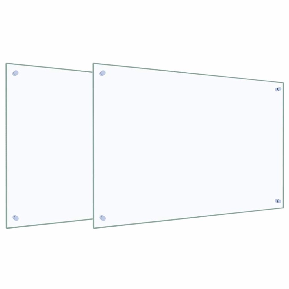 vidaXL Πλάτη κουζίνας 2 τμχ. Διαφανές 90 x 60 cm σκληρυμένο γυαλί