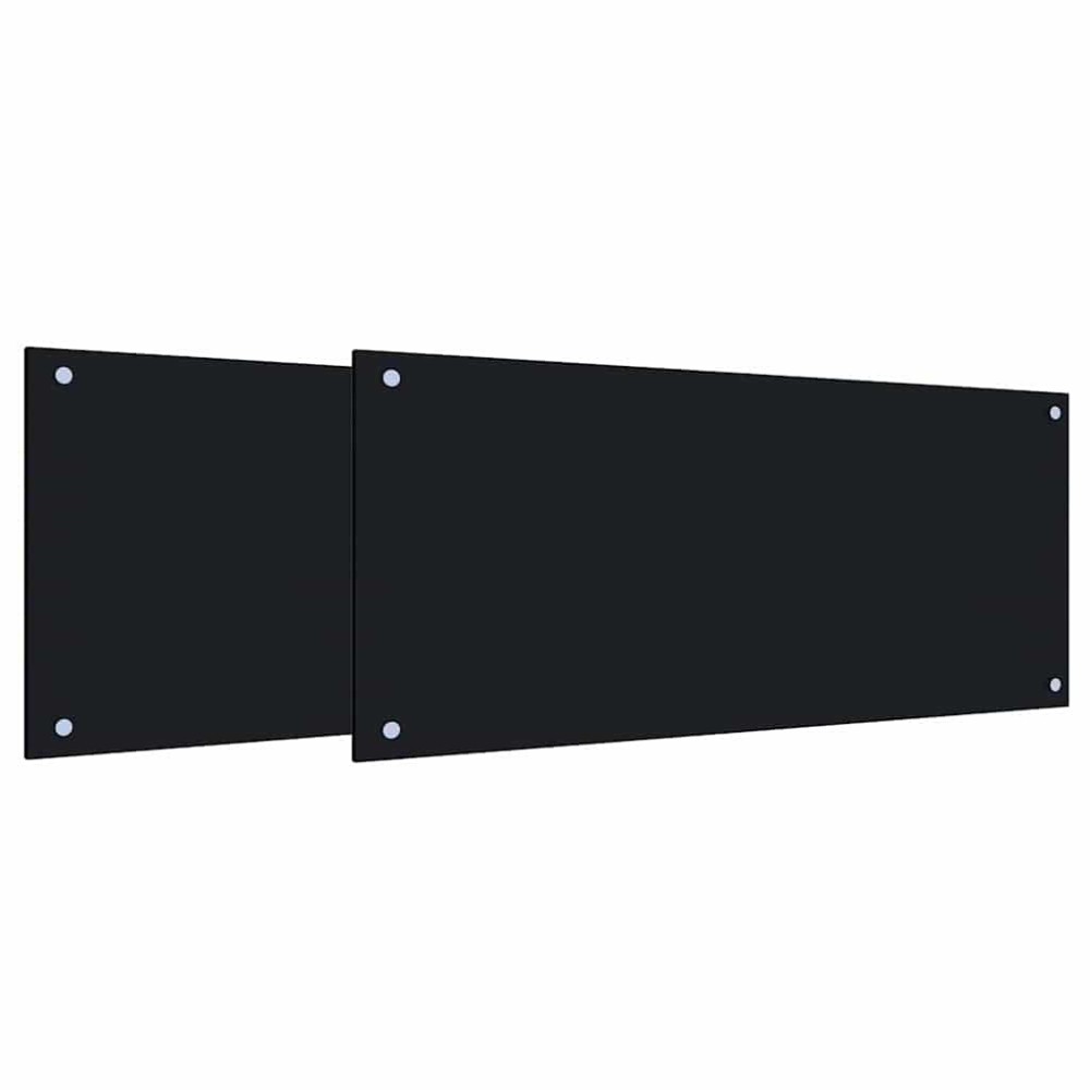 vidaXL Πλάτη κουζίνας 2 τμχ. Μαύρο 90 x 40 cm σκληρυμένο γυαλί