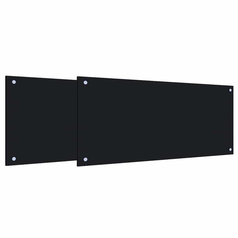 vidaXL Πλάτη κουζίνας 2 τμχ. Μαύρο 90 x 40 cm σκληρυμένο γυαλί