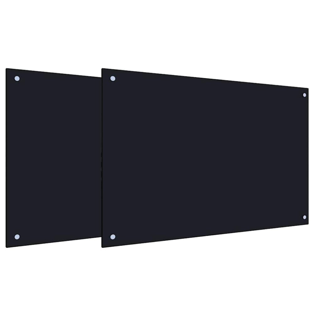 vidaXL Πλάτη κουζίνας 2 τμχ. Μαύρο 90 x 60 cm σκληρυμένο γυαλί