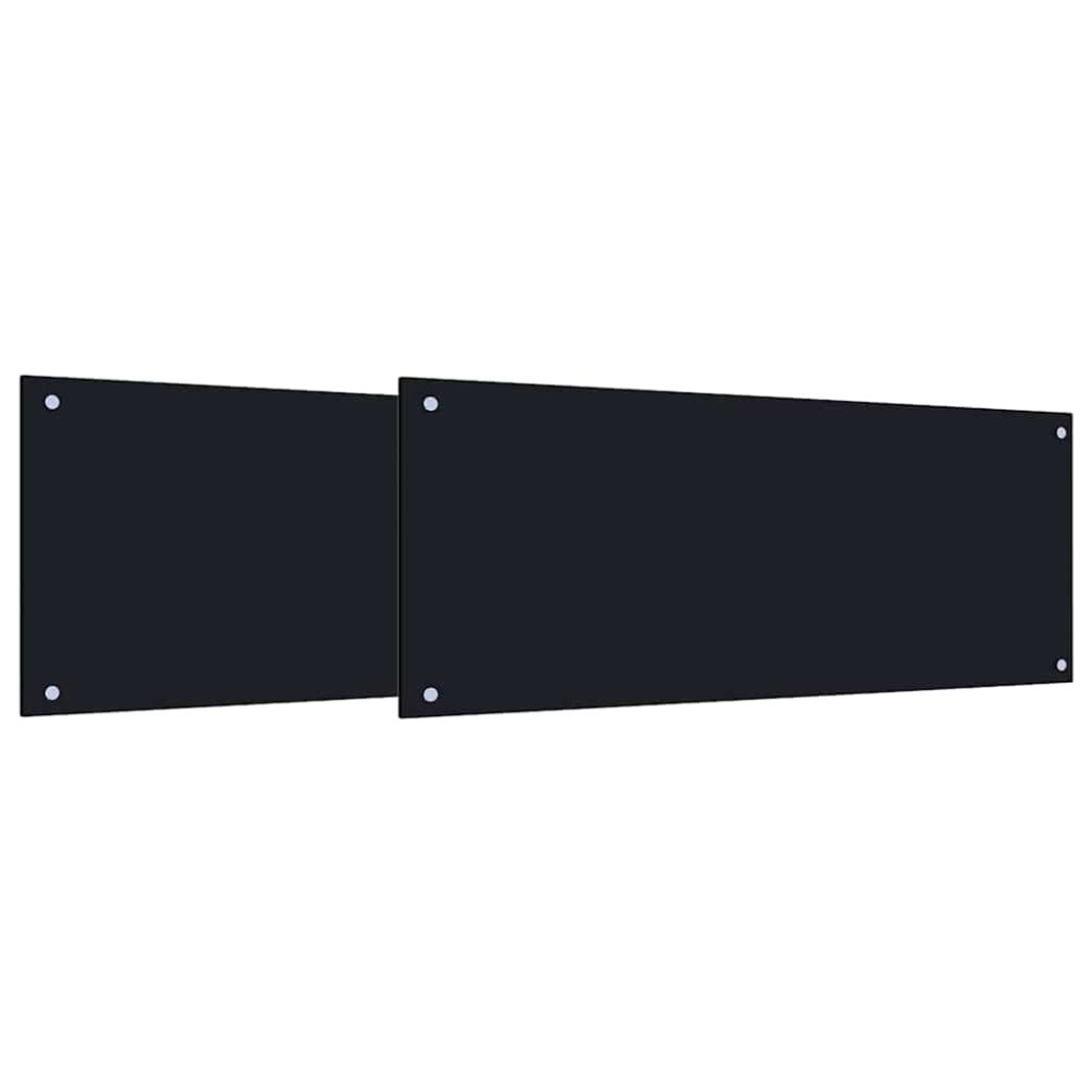 vidaXL Πλάτη κουζίνας 2 τμχ. Μαύρο 100 x 40 cm σκληρυμένο γυαλί