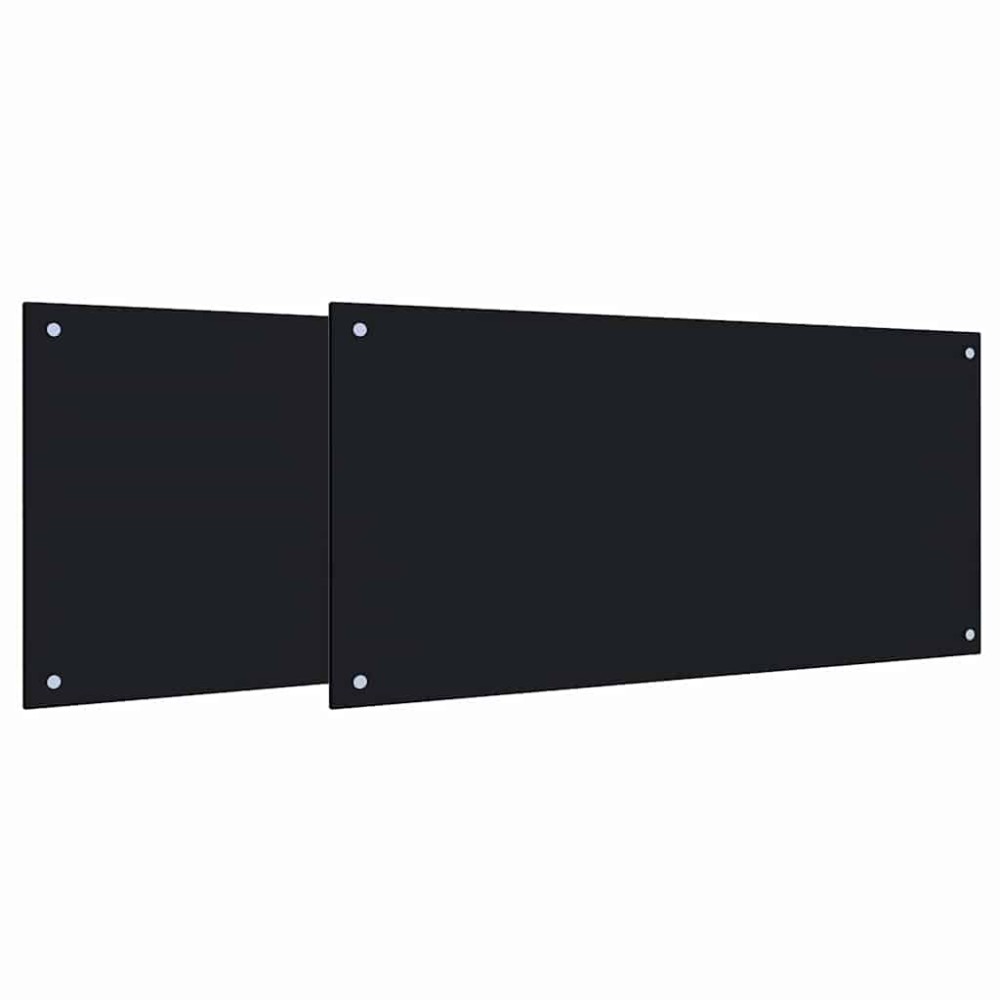 vidaXL Πλάτη κουζίνας 2 τμχ. Μαύρο 100 x 50 cm σκληρυμένο γυαλί