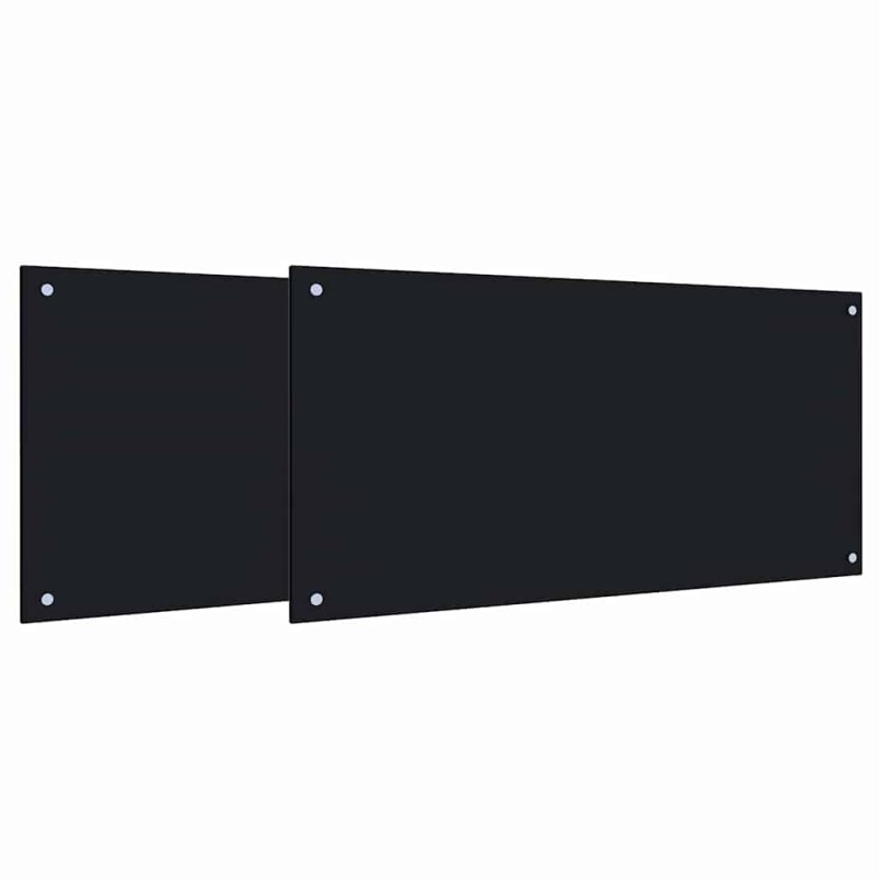 vidaXL Πλάτη κουζίνας 2 τμχ. Μαύρο 100 x 50 cm σκληρυμένο γυαλί