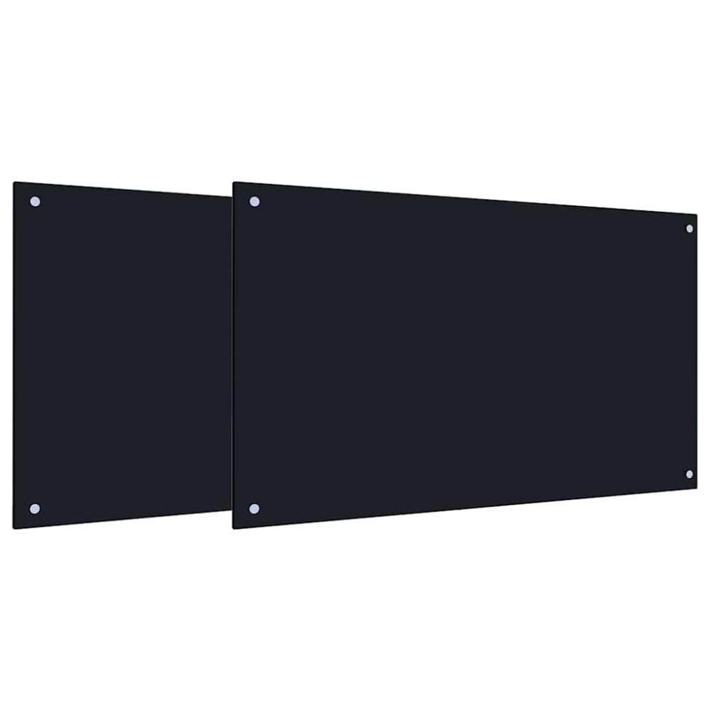 vidaXL Πλάτη κουζίνας 2 τμχ. Μαύρο 100 x 60 cm σκληρυμένο γυαλί